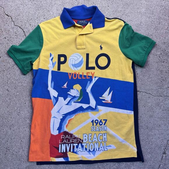 Polo Ralph Lauren Classic Fit Shirt S Beach Volleyball Poster Graphic - Picture 1 of 6
